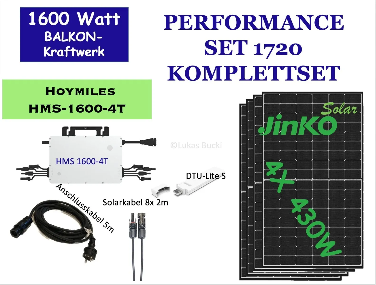 Balkonkraftwerk 1600W drosselbar auf 600W/800W Hoymiles HMS-1600-4T